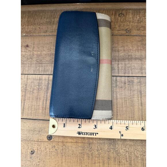 BURBERRY Calfskin House Check Porter Continental Wallet Navy Blue - Picture 13 of 14